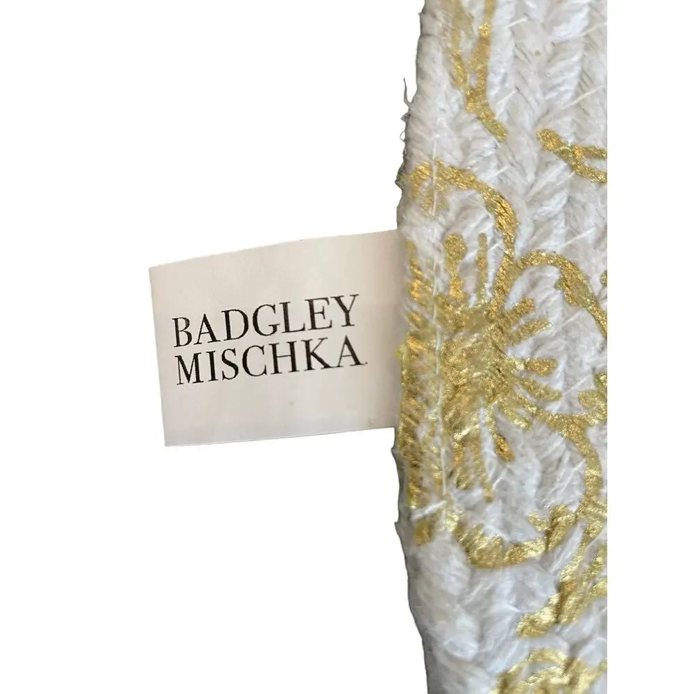 BADGLEY MISCHKA Gold Spring Floral Set of (4) Round Cotton 15
